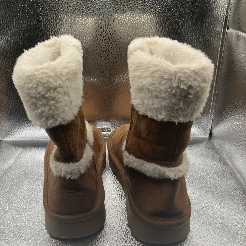Girls MICHAEL KORS brown boots with faux fur trim Size 1 - Picture 4 of 10